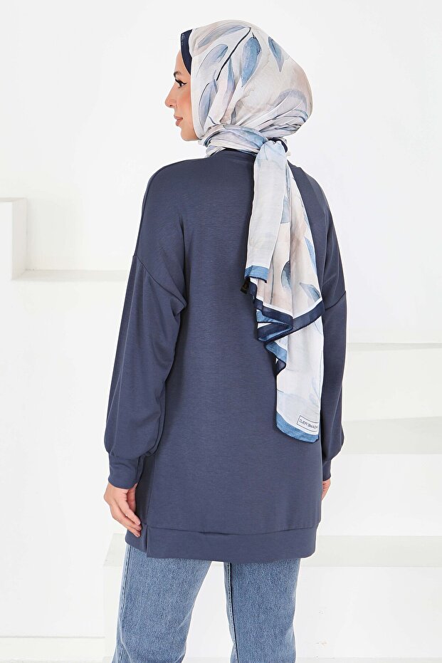 Çiçek İşlemeli Tunik Antrasit - 27672 - 4