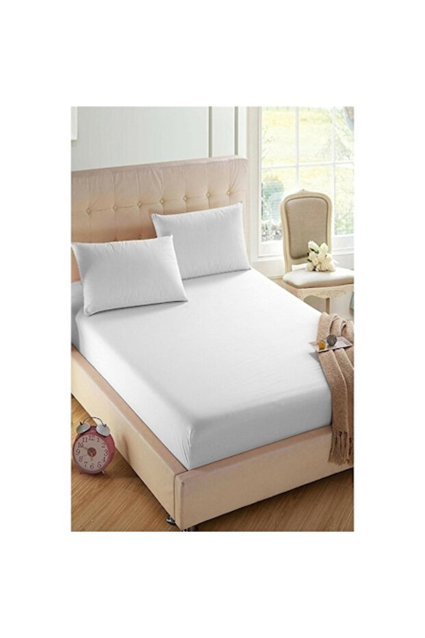 Hotel Bed Cover - Tricot 100% Cotton, for Mattress 160x200+20 cm, White - 1