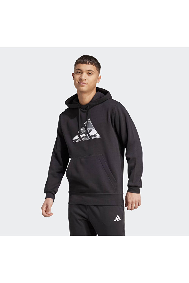 Camo Graphic Kapüşonlu Siyah Erkek Sweatshirt Jm6378 - 1