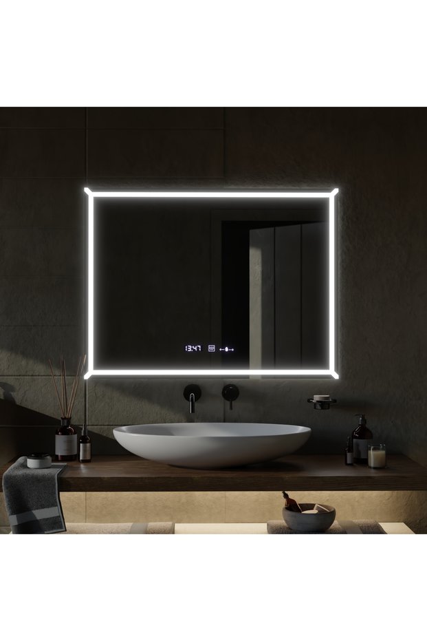 Rectangular LED Mirror, 60x80, VillayTouch Marcello, Defog System, Dimmable