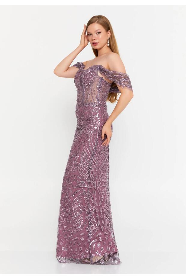 6139PAY PAYETLİ ELBİSE - 2