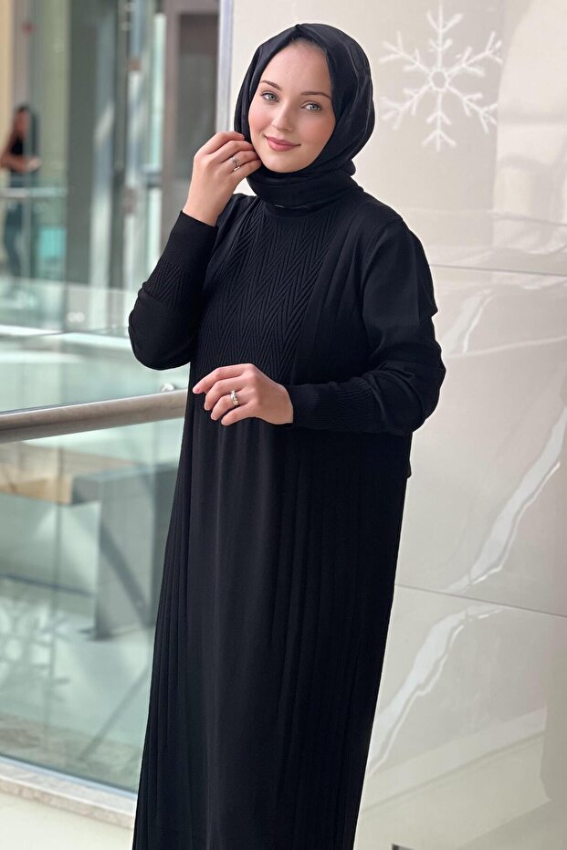 Zigzag Desenli Merserize Elbise - 4