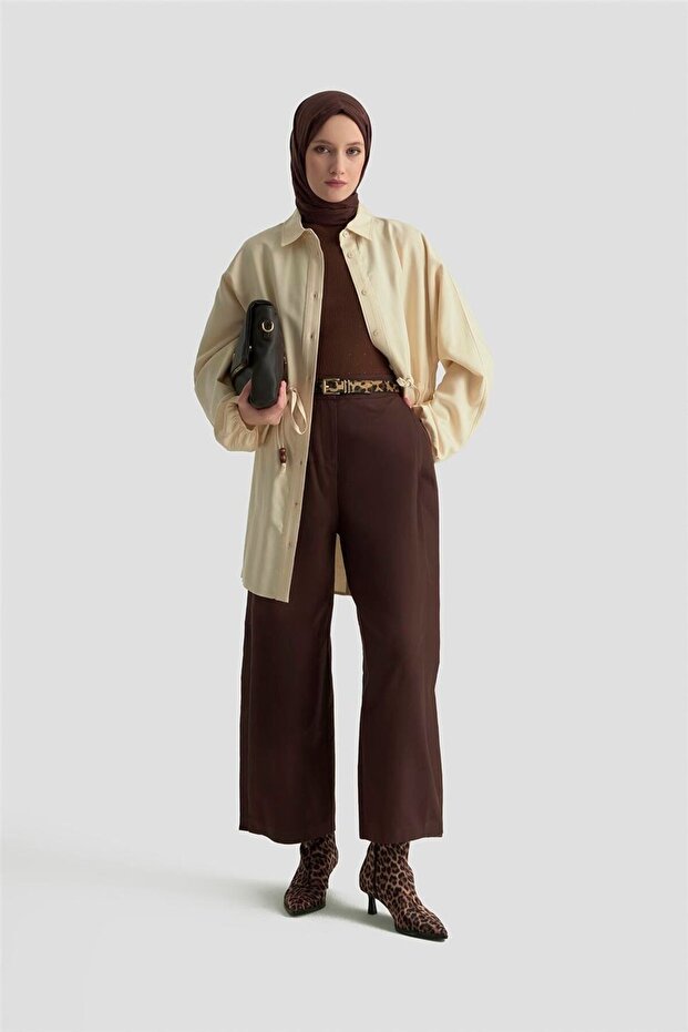 Bağcıklı Safari Tunik 25KD9012 Bej - 3