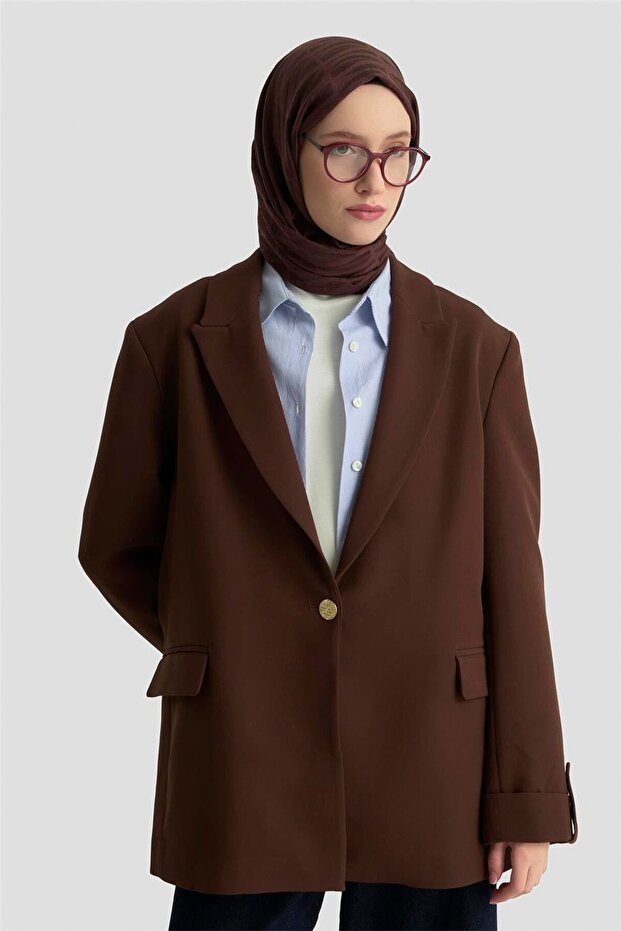Basic Blazer Jacket 25Kd9016 Brown - 1