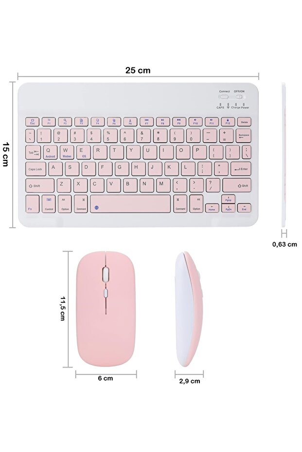 Kablosuz Bluetooth Türkçe Q Klavye ve Mouse Seti Ios/AndroidTablet Telefon Uyumlu Şarjlı - 5