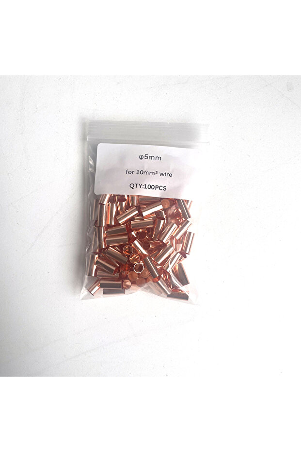 5mm for 10mm2 wire 100PCS φ1.5/2.5/3/4/5/6/8/10mm Copper Connecting Pipe Wire GT Small Copper Tube