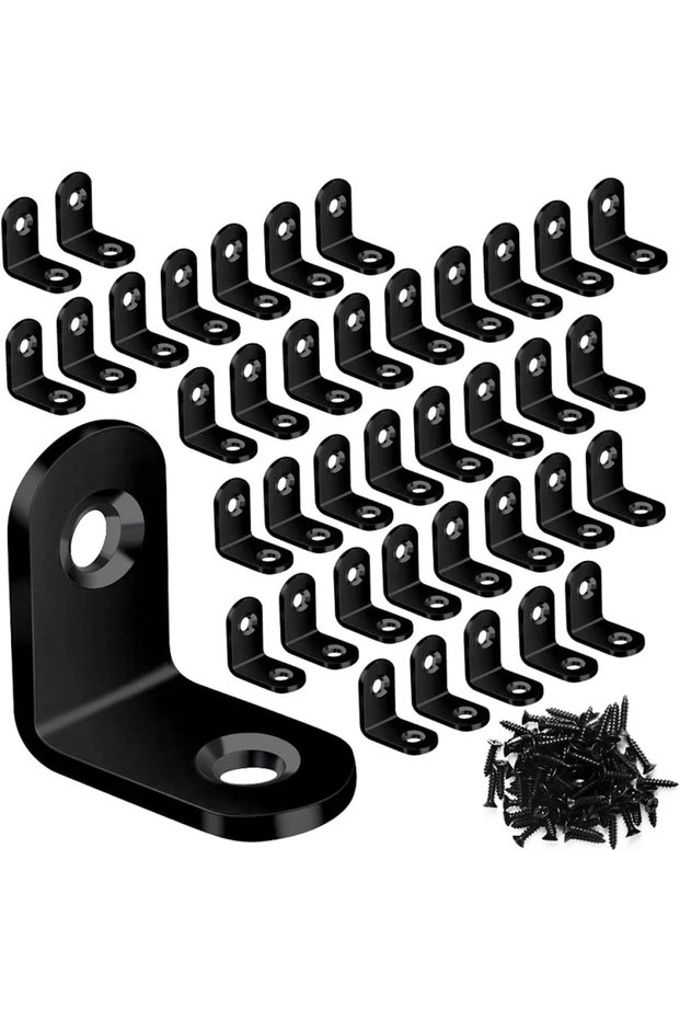 Black 40pcs L Bracket Corner Bracket Set,Metal L Brackets For Shelves Wood Furniture Cabinets Chairs