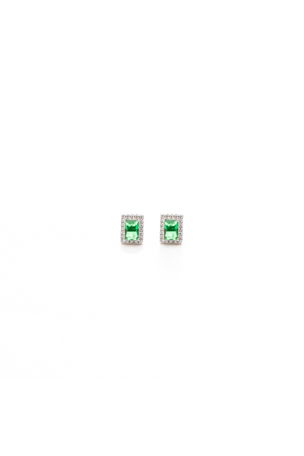 Emerald Silver Earrings - 1