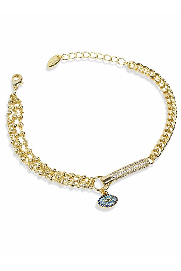 سوار سلسلة سميكة مع قلادة على شكل عين - 1