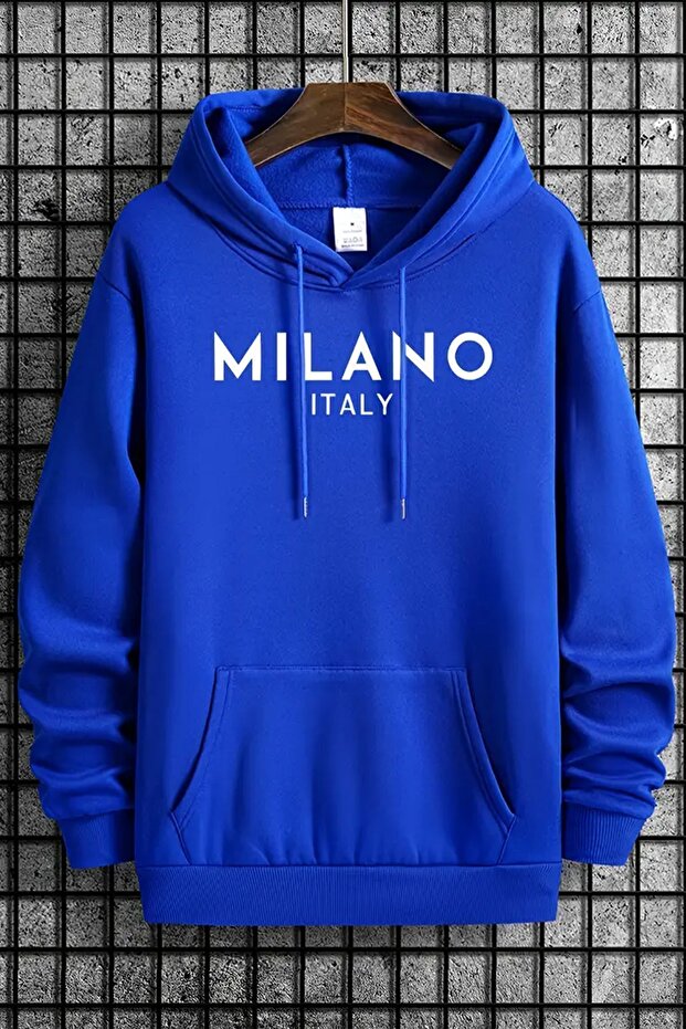 ميلانو مطبوع قصة فضفاضة بغطاء رأس سويت شيرت