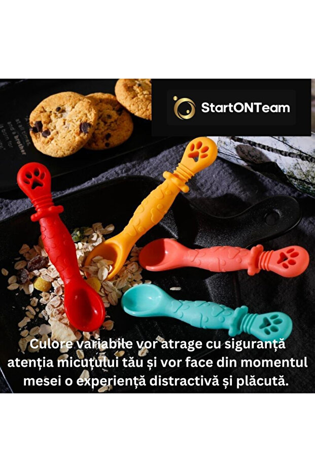 Set of 2 Baby Spoons for Feeding and Diversification, 2 Heads, Multicolored Green and Red - 14