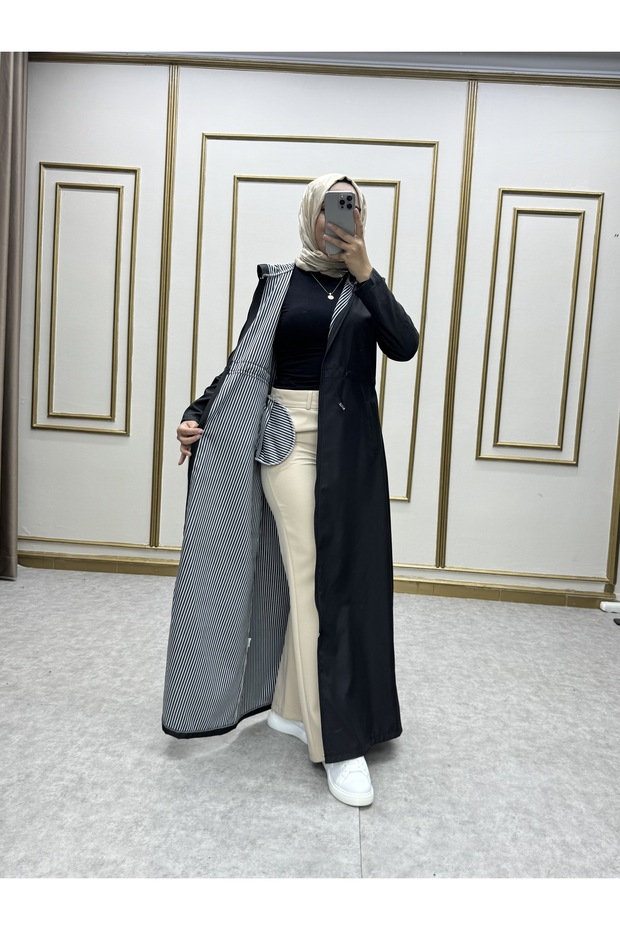 معطف طويل منقوش من ميس - 3