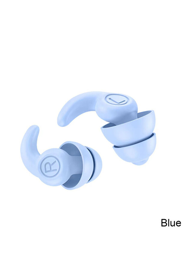 2 Layers-Blue Anti Noise Silicone Earplug Sleep Noise Reduction Ear Plug Canceling Soundproof Ear Pl