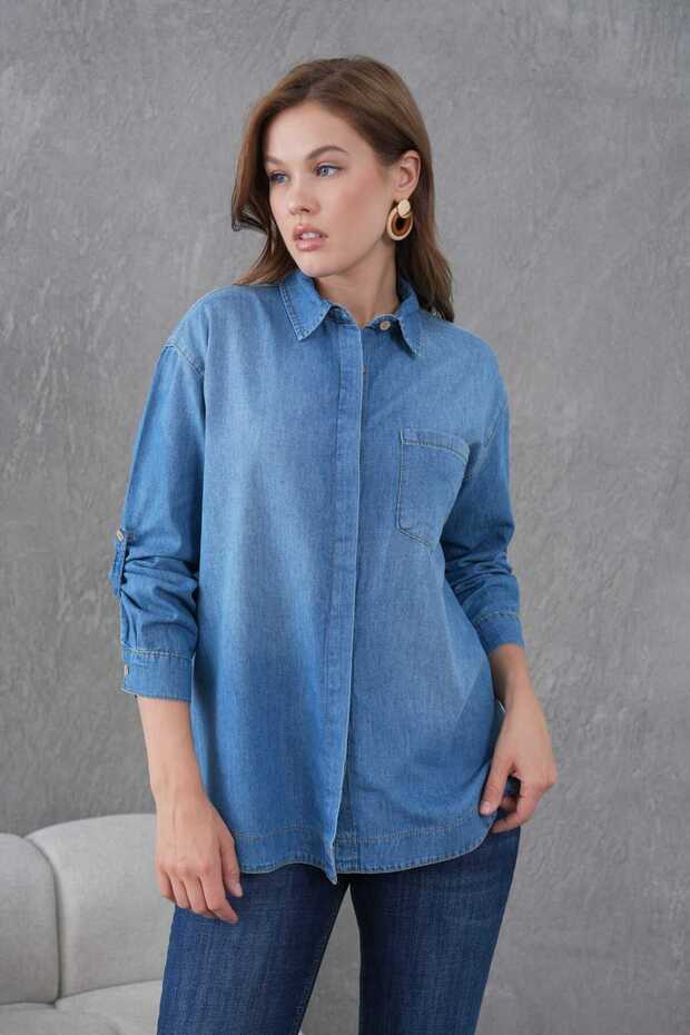 DENİM KADIN GÖMLEK - 3