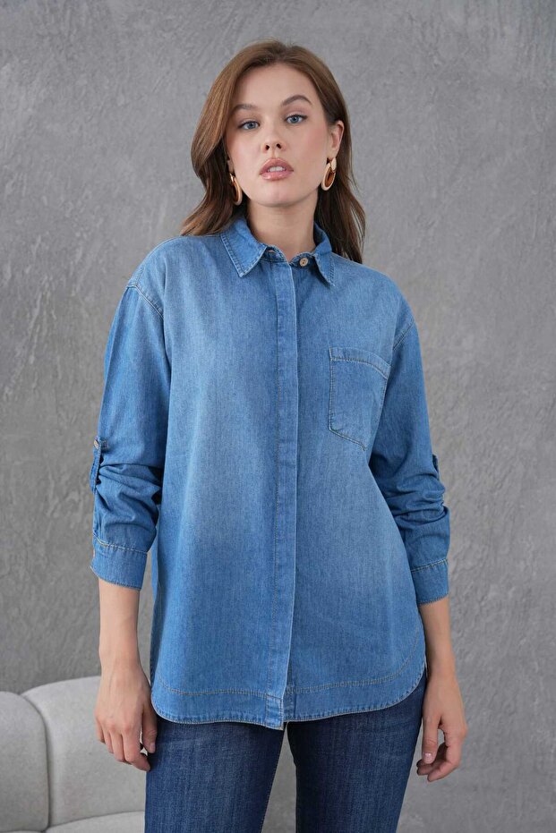 DENİM KADIN GÖMLEK - 4