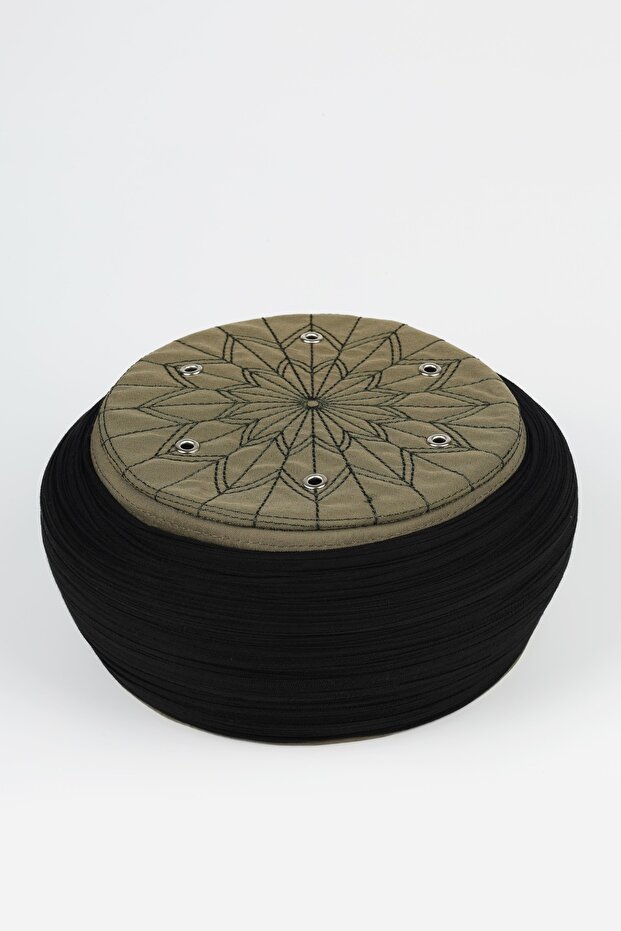 Student Yellow-Black Fabric-Green Turban-Round Wrap-Eyelet-5 Meters
