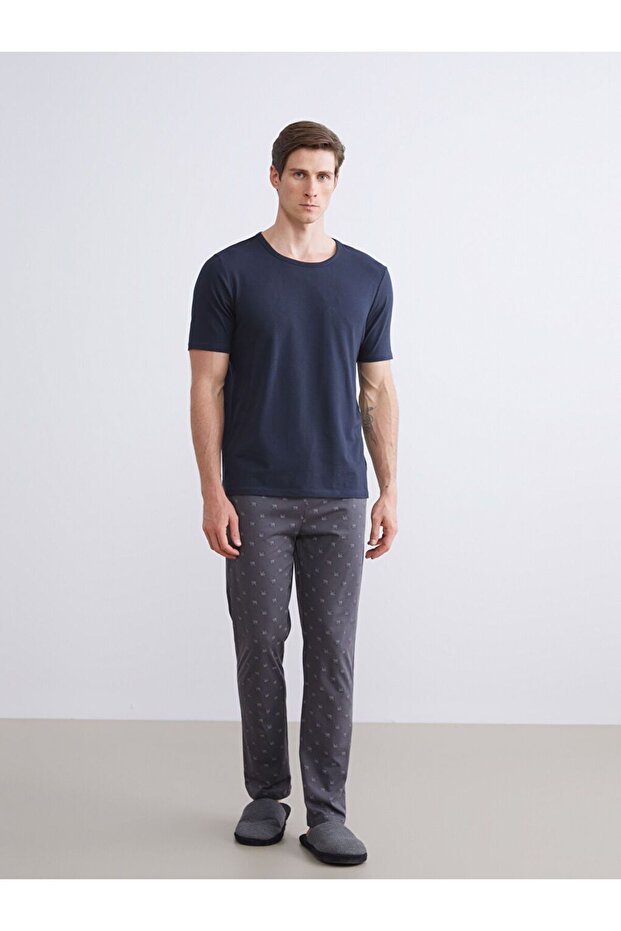 Thin Patterned Men's Pajama Bottoms - 1