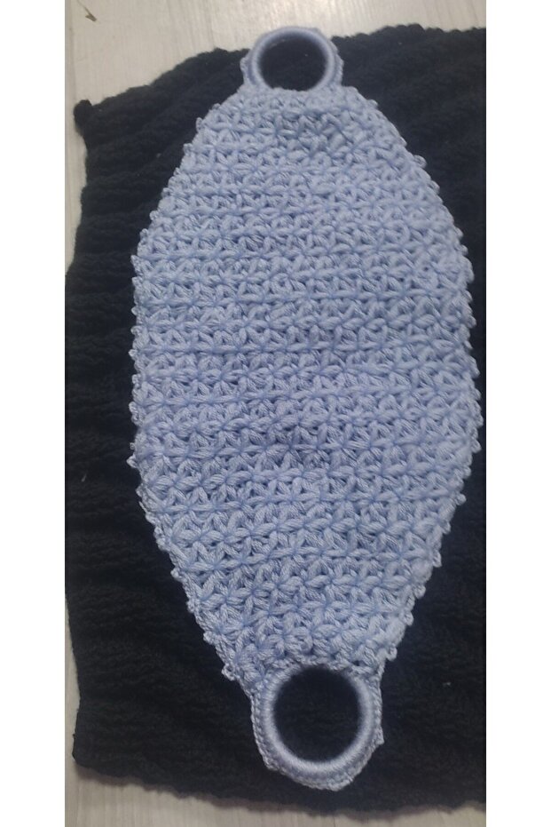 Blue Color Hand Knitted Bath Towel
