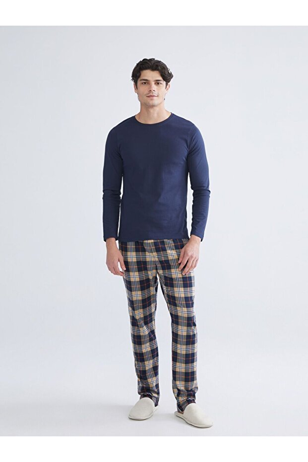 Standart Kalıp Ekose Erkek Pijama Alt - 1