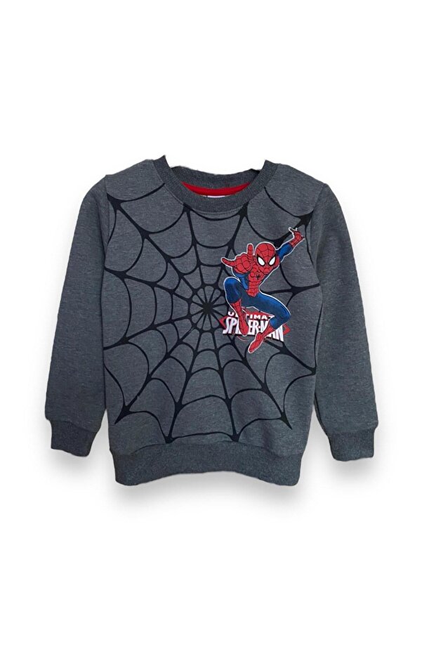 Boys' Spiderman Print Soft Inner Texture Raster Tracksuit Set Bottom-Top Set - 3