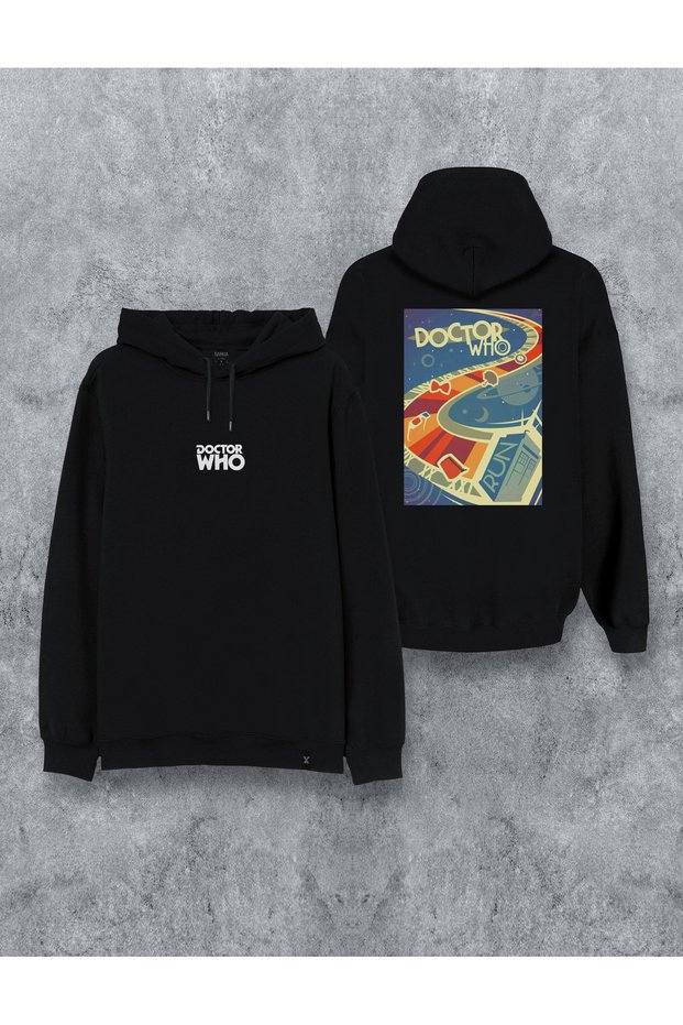 Doctor Who Printed Black Hooded Hoodie Sweatshirt