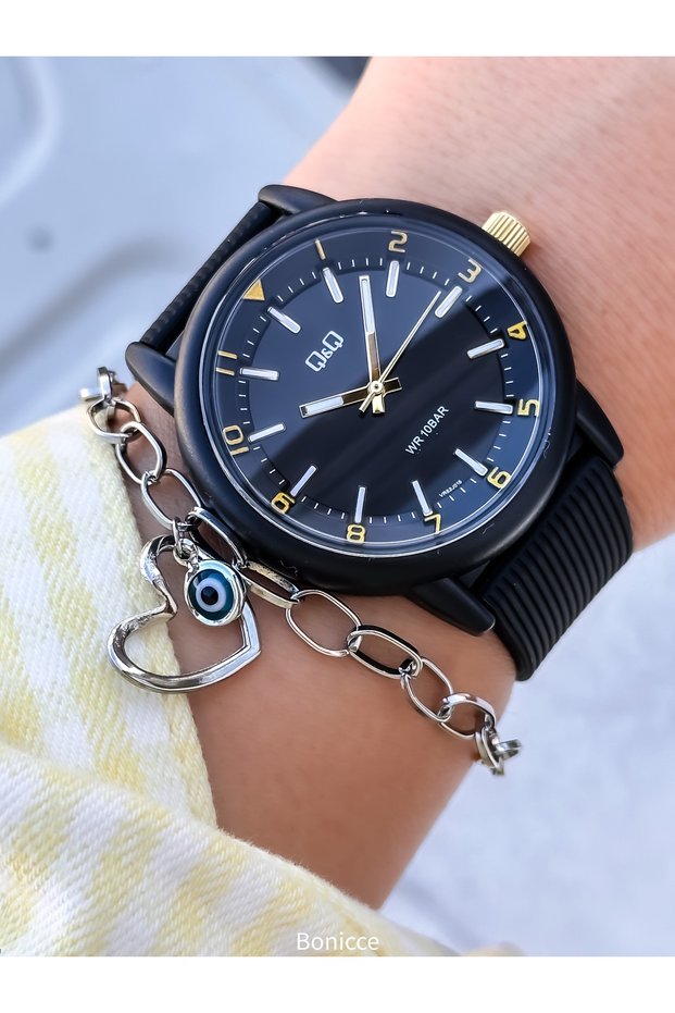 Yellow-Black Silicone Cord with Numbers, Suitable for Pool Sea Use 10 Atm Women's Wristwatch Bracelet