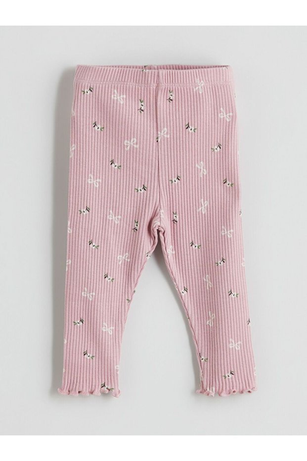 Baby Girl Tights with Elastic Waist and Bow Pattern