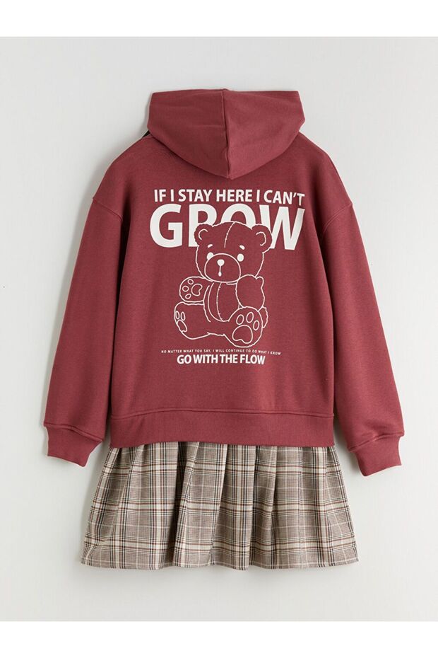 LCW Kids Kapüşonlu Kız Çocuk Elbise - 4