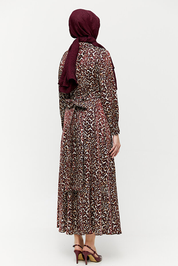 Jakarlı Leopar Elbise - 5