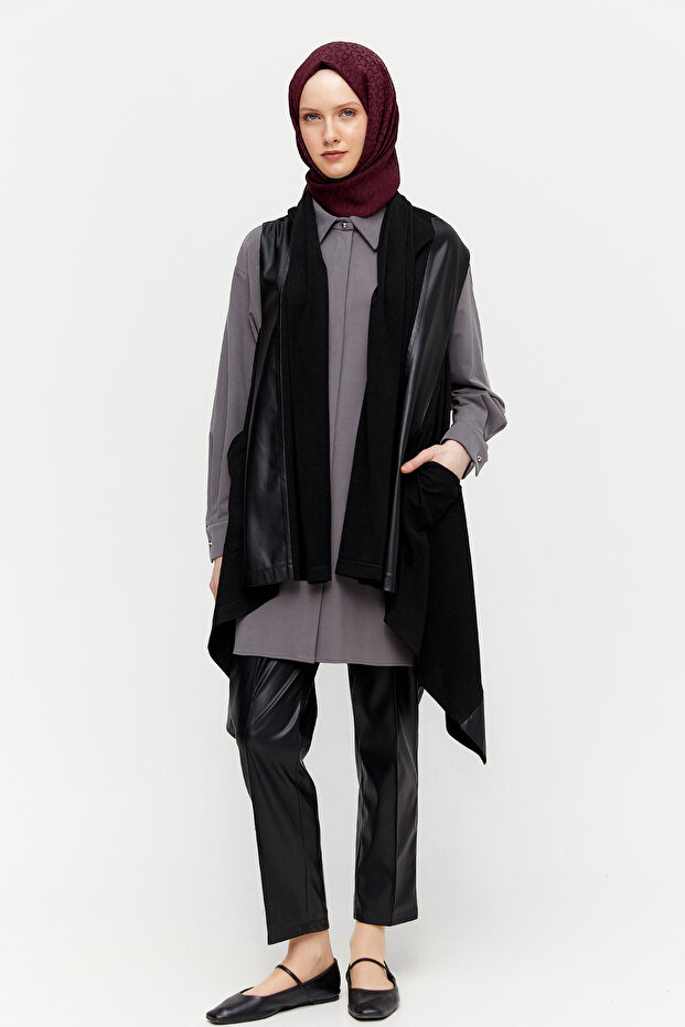 Deri Kombinli Yelek - 2