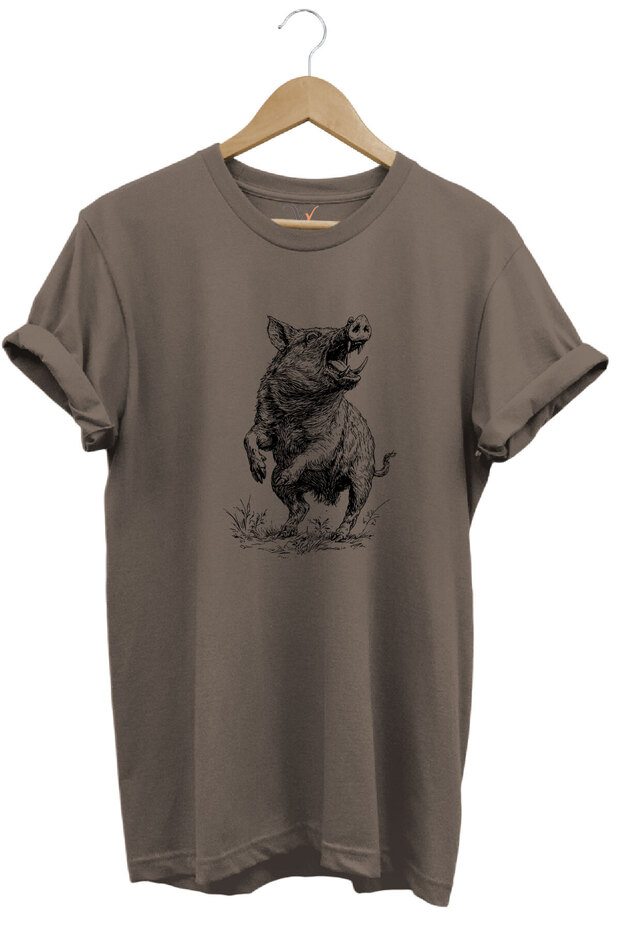 Hunting Hunter Hog Hunting Printed 100% Cotton Regular Fit Unisex T-Shirt
