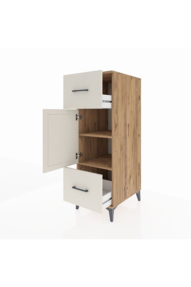 Kronos Dolap 2 Raflı 2 Çekmeceli Tek Kapaklı 44x59x134 Çam-Aytaşı - 4