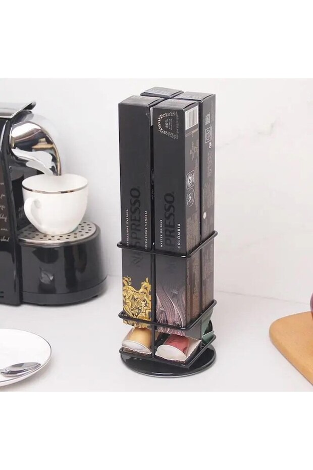 Support for 4 Nespresso capsule boxes, Rotating, Black - 3