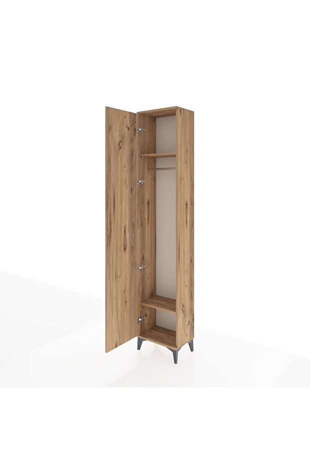 Arges Dolap 2 Raflı Tek Kapaklı Tek Askılı 44x30x221 Çam-Çam - 4