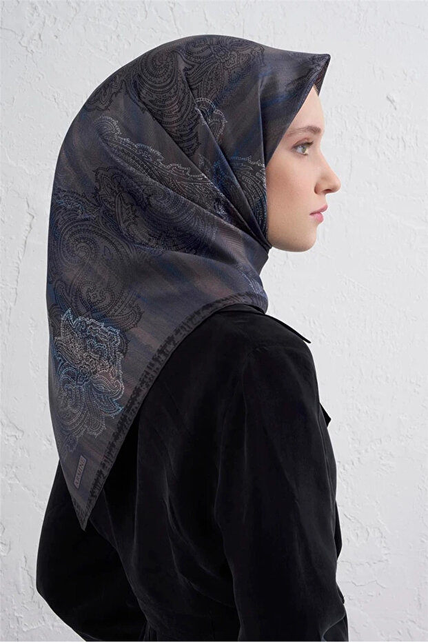 Klasik Desenli Saf İpek Eşarp 9428D - 1