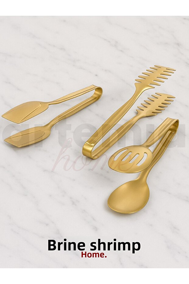Mat Gold Service Presentation Pasta Pasta Salad Cake Tongs Set Set of 3