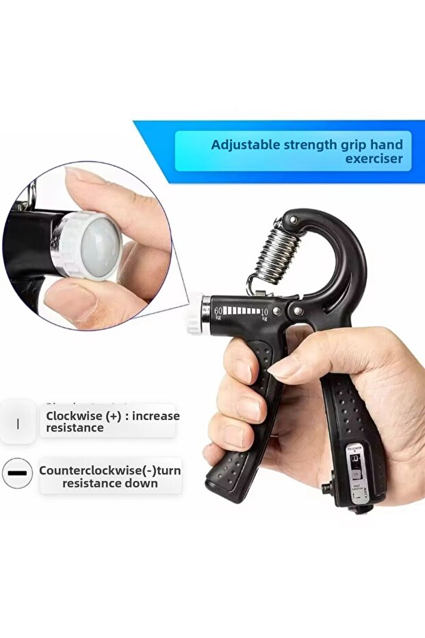 Adjustable Hand Spring 5-60 kg with Counter | Hand Wrist Finger Forearm Muscle Strengthener Exerciser