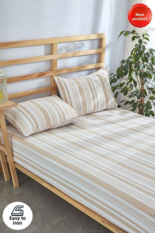 Striped Pattern Bohemian Single Elastic Sheet Set