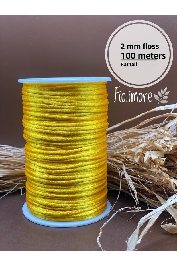 Flush Thread 2 mm Yellow Color (Rat Tail) (1 Coil 100 Meters) Jewelry Accessory