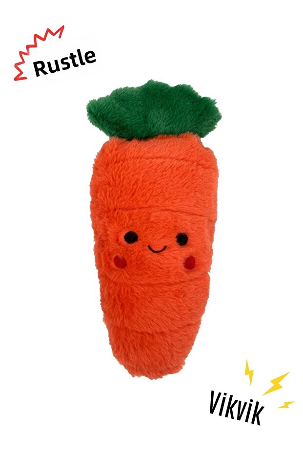 Chubby Carrot Plush Dog Toy | Vikvik and the Orange Dog Playmate with Squeaky Sound
