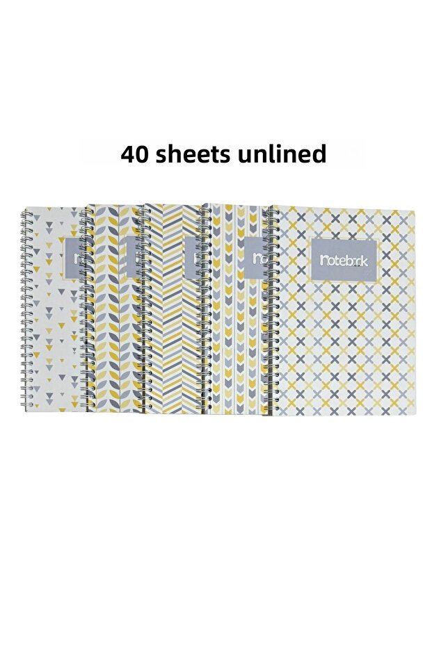 A5 Spiral Pattern Notebook 40 Sheets 5-Pack (All Unlined) - 2