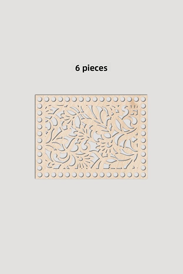 Wooden Rectangular Patterned Basket Tray Base 15X20 cm 6 Pieces Maple 3mm