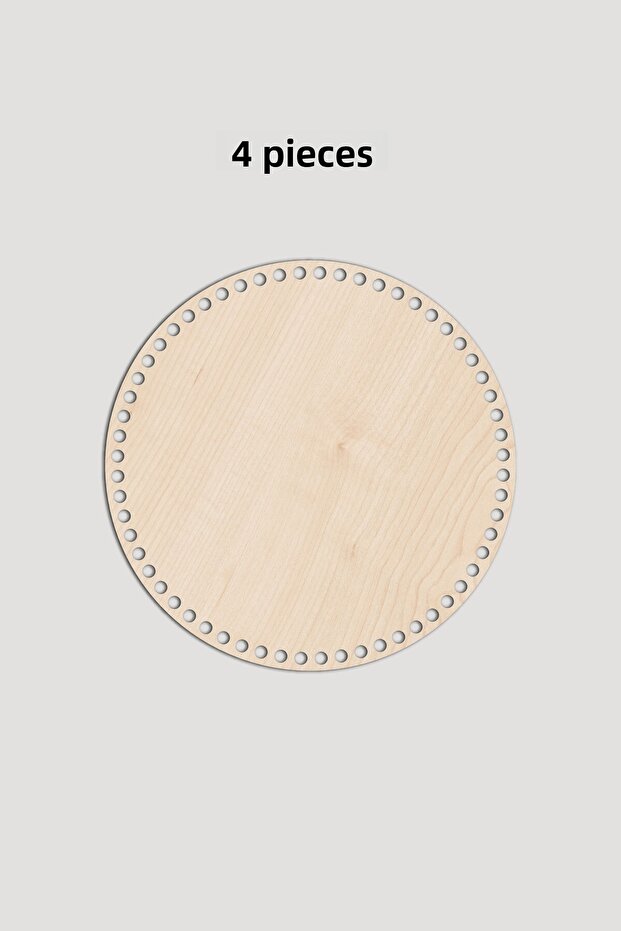 Wooden Round Basket Tray Base 21 cm 4 Pieces Maple 3mm