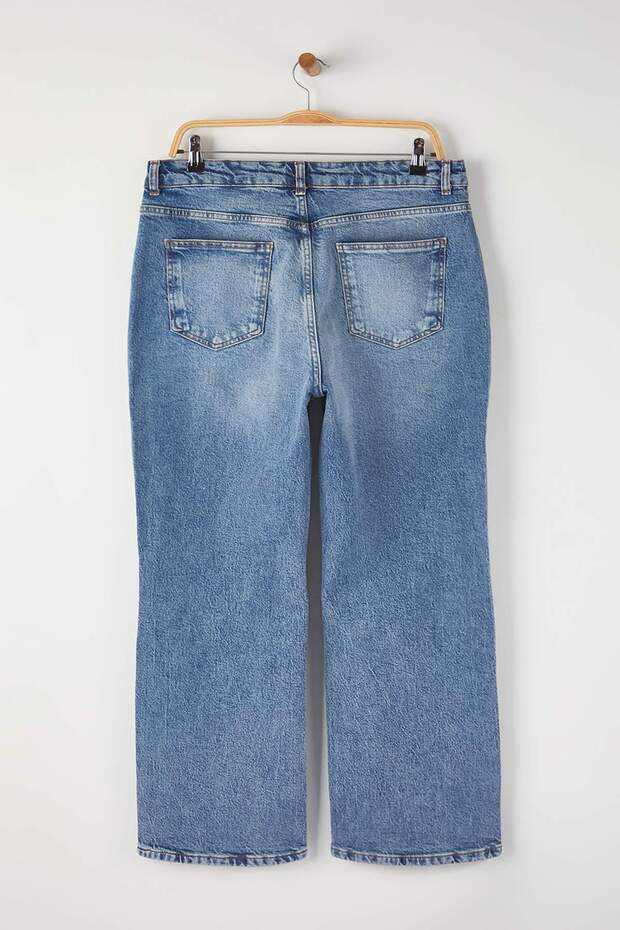 More Sustainable Mavi Yüksek Bel Comfort/Orta Esnek Straight Fit Büyük Beden Jeans TBBAW24CJ00045 - 6