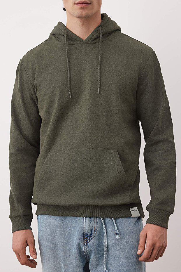 Haki-Taş 2'li Paket Kapüşonlu Regular Kesim İçi Polarlı Sweatshirt TMNAW24SW00000 - 6
