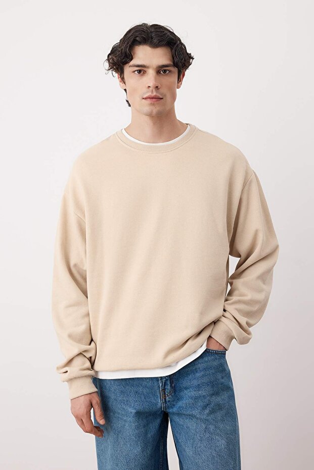Lacivert-Taş 2'li Paket Oversize/Geniş Kesim İçi Polar/Sıcak Tutan Sweatshirt TMNAW24SW00001 - 2