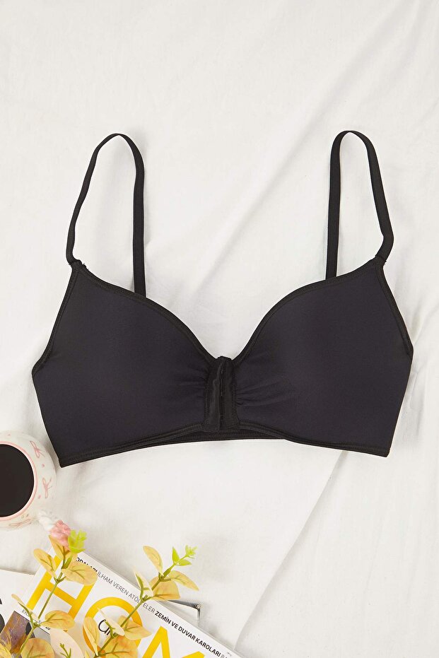 Siyah Micro Kaplı T-Shirt Bra Örme Sütyen THMAW26SU00012 - 8