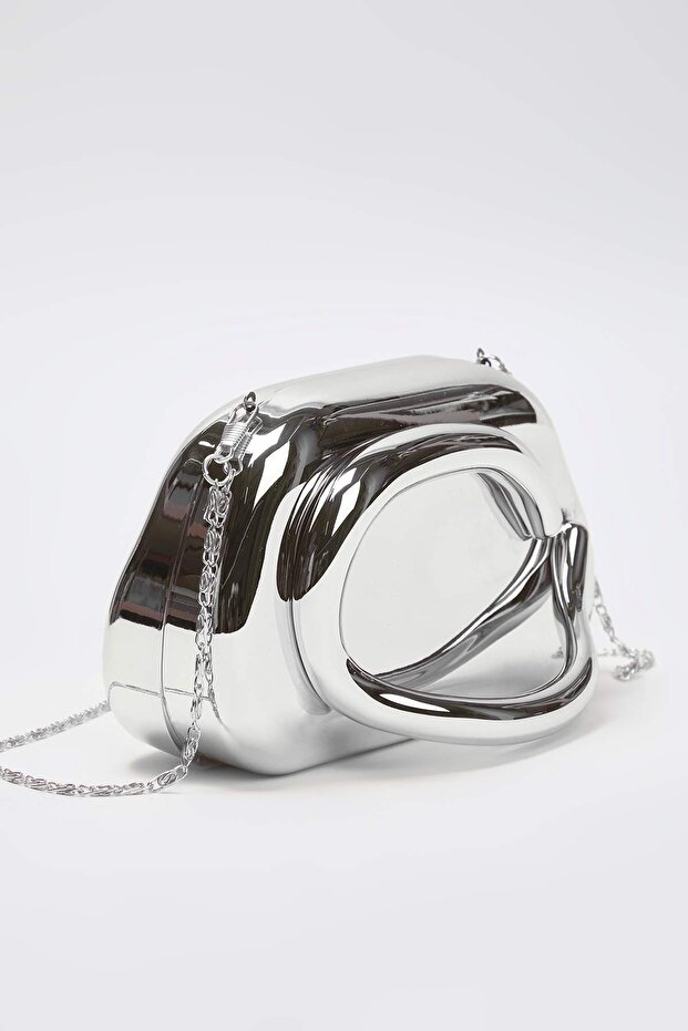 Gümüş Kadın Şık Mini Boy Clutch El Çantası TAKAW26PY00009 - 4