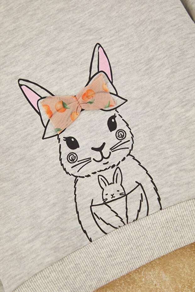 Kar Melanj Animal Baskılı Regular Kalın/İçi Polarlı Kız Çocuk Örme Sweatshirt TKDAW26SW00050 - 3