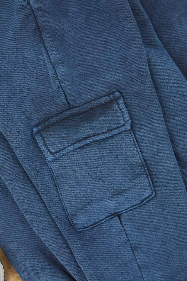 Indigo Soluk Efektli Oversize Unisex Çocuk Örme Alt - Üst Takım TKDAW26AU00060 - 3